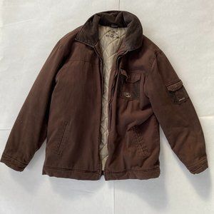Men's Brown Kirra Jacket Warm Insulated Zip Up Heavy Coat Collar Sz Large